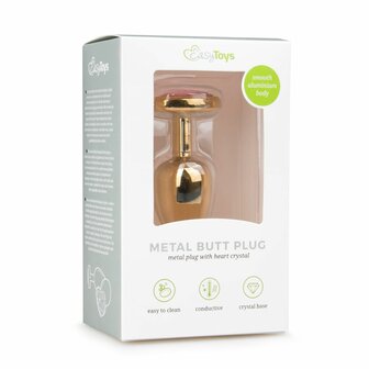 Buttplug Met Hartvormige Kristalsteen | Aluminium Voor Extra Sensatie