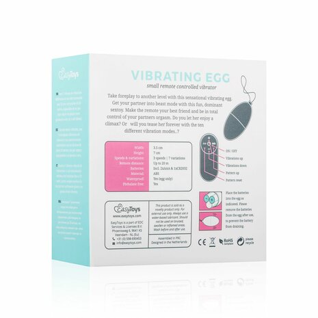 EasyToys Vibratie Ei – Draadloos Vibrerend Ei met Afstandsbediening