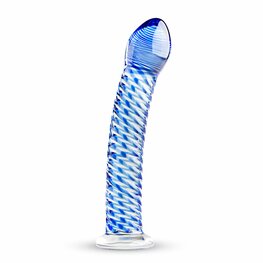 Transparante Glazen Dildo met Blauwe Accenten