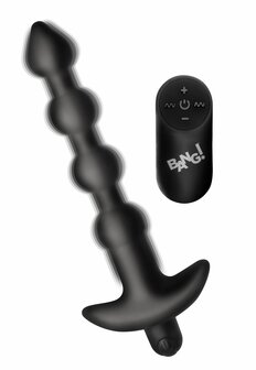 BANG! - 28X Vibrerende Silicone Anaalkralen met Afstandsbediening - Zwart