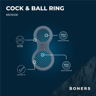 Boners Siliconen Cockring En Ballstretcher - Grijs