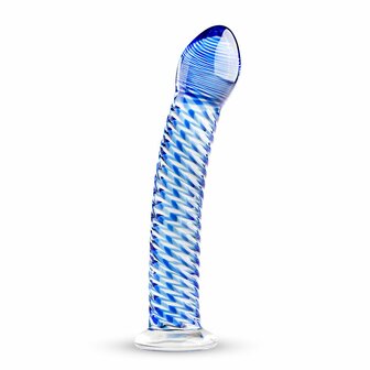 Transparante Glazen Dildo met Blauwe Accenten