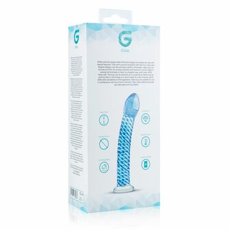 Transparante Glazen Dildo met Blauwe Accenten