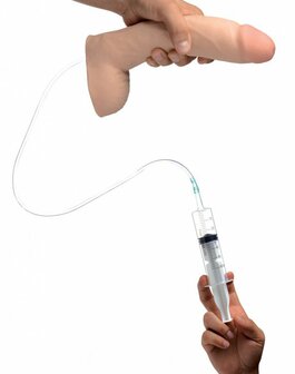 Realistische Dual Density Spuitende Dildo 25cm &ndash; Met Eikel, Balzak &amp; Ejaculatie Functie