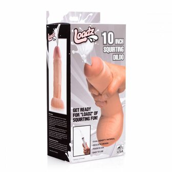 Realistische Dual Density Spuitende Dildo 25cm &ndash; Met Eikel, Balzak &amp; Ejaculatie Functie