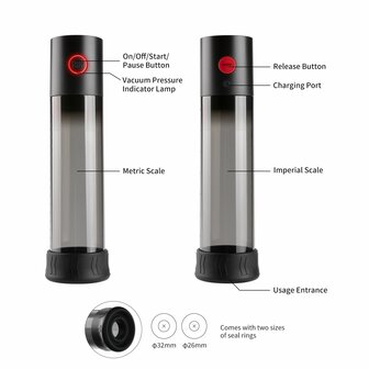 Macho Work 1 Penispomp &ndash; Automatisch, Oplaadbaar &amp; Transparant