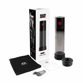 Macho Work 1 Penispomp &ndash; Automatisch, Oplaadbaar &amp; Transparant