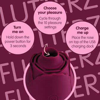 Skins Rose Buddies &ndash; The Rose Flutterz Vibrator | Krachtige Clitoris Stimulator in Roosvorm