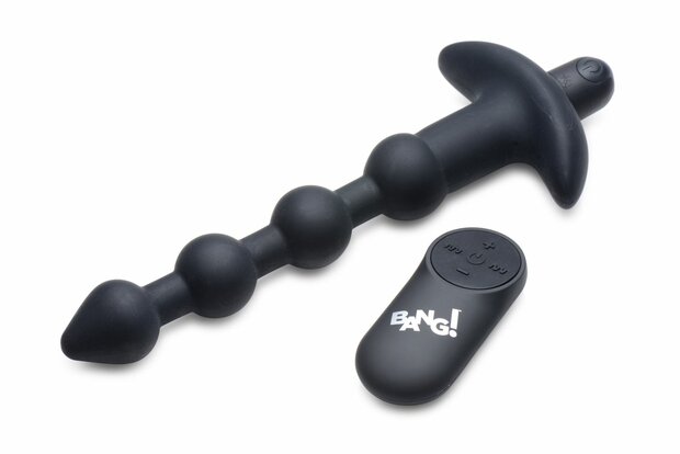 BANG! - 28X Vibrerende Silicone Anaalkralen met Afstandsbediening - Zwart