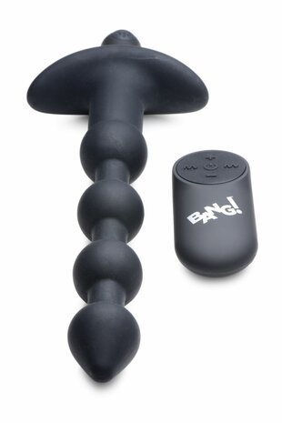BANG! - 28X Vibrerende Silicone Anaalkralen met Afstandsbediening - Zwart