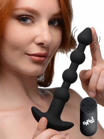 BANG! - 28X Vibrerende Silicone Anaalkralen met Afstandsbediening - Zwart