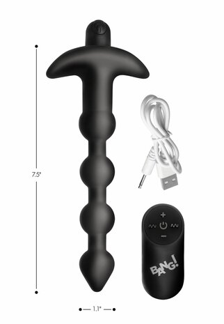BANG! - 28X Vibrerende Silicone Anaalkralen met Afstandsbediening - Zwart