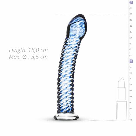 Transparante Glazen Dildo met Blauwe Accenten