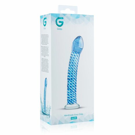 Transparante Glazen Dildo met Blauwe Accenten