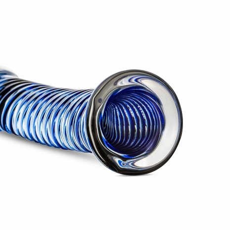 Transparante Glazen Dildo met Blauwe Accenten