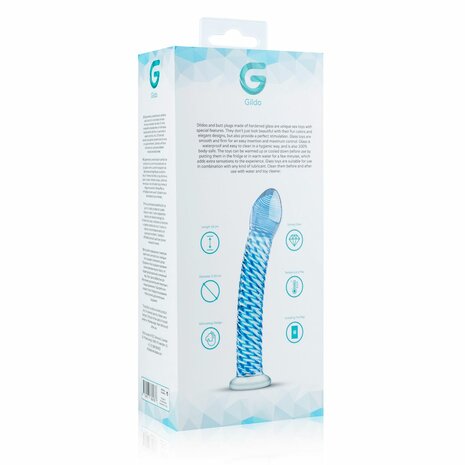 Transparante Glazen Dildo met Blauwe Accenten