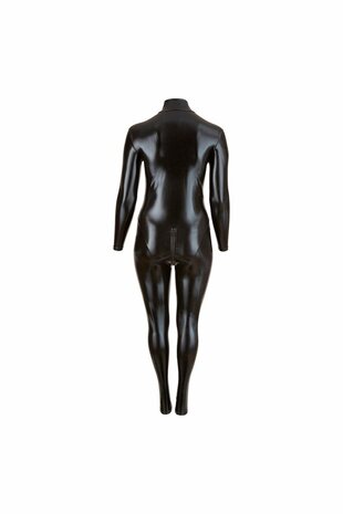 Plus Size Wetlook Catsuit Met Lange Rits