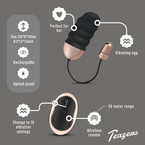 Teazers Geribbeld Vibratie-Eitje Met Afstandsbediening