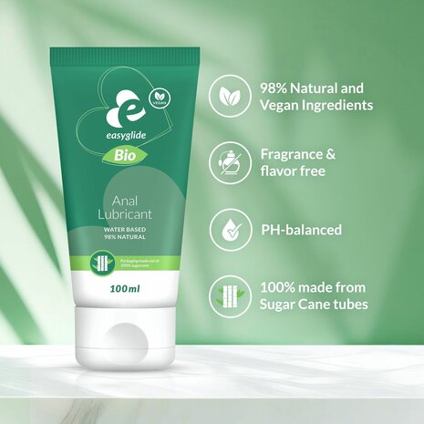 EasyGlide - Bio & Natural Glijmiddel op Waterbasis Anaal - 100 ml