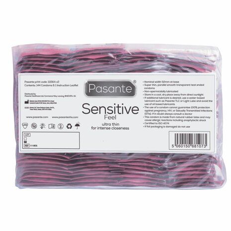 Pasante Sensitive Feel Condooms - 144 stuks