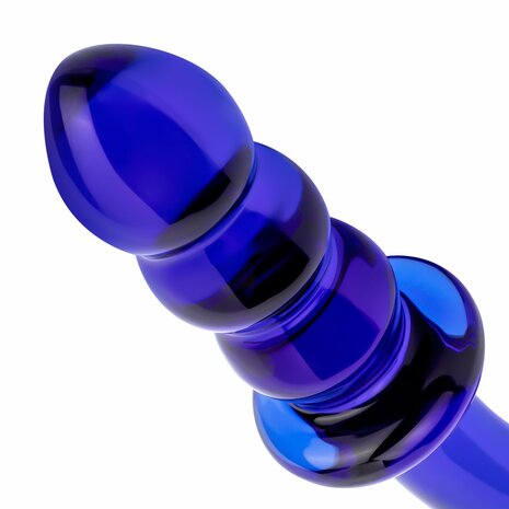 Dubbele Glazen Dildo &ndash; Glad & Ribbelzijde voor Anale Stimulatie