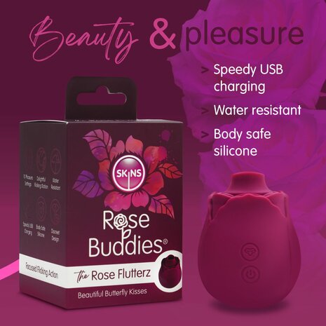 Skins Rose Buddies – The Rose Flutterz Vibrator | Krachtige Clitoris Stimulator in Roosvorm